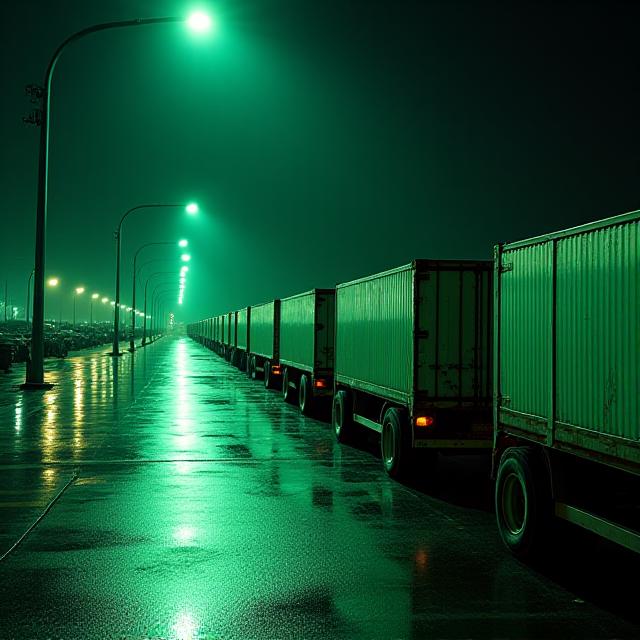Logistics fleet loading cargo